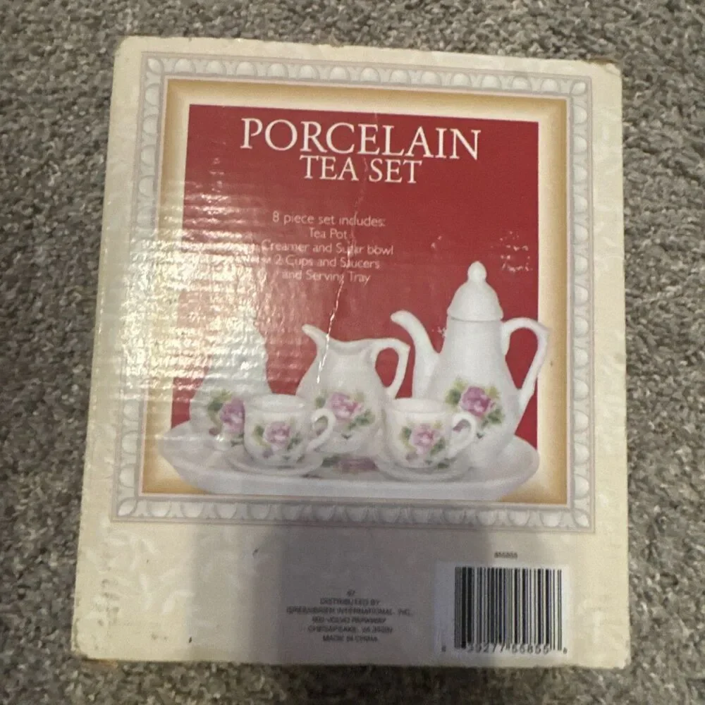 PORCELAIN FLORAL PARTY TEA SET FOR CHILDS MINIATURE BY GREENBRIER INT'L INC.